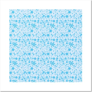 Light Blue Snowflakes Pattern Posters and Art